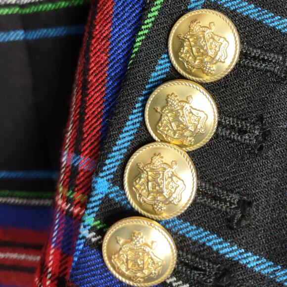 J. Crew Black Red Blue Nipped in Blazer Stewart Tartan Wool Blend Plaid Size 6 - Picture 15 of 16